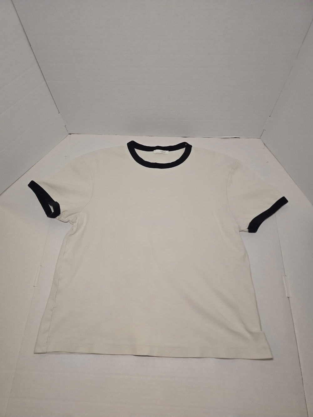 Zara White Short Sleeve Ringer Tee with Black Trim